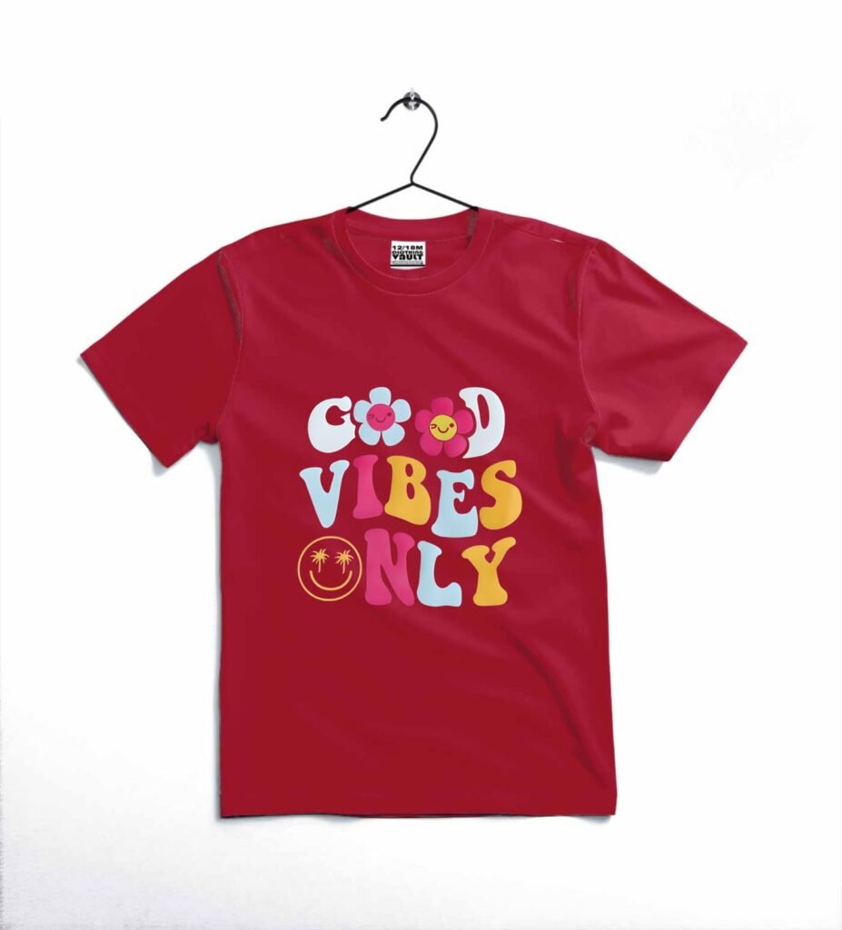 good vibes only printed kids t shirt
