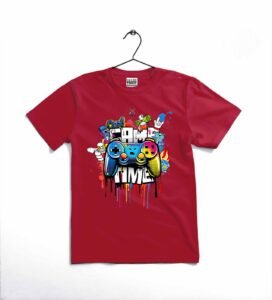 game time printed kids t shirt stylish casual comfortable daily wear for boys and girls 12 to 18