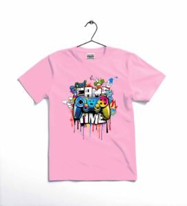 game time printed kids t shirt stylish casual comfortable daily wear for boys and girls 12 to 18