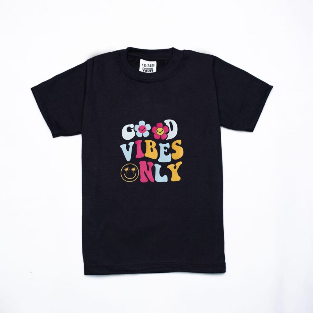 good vibes only printed kids t shirt